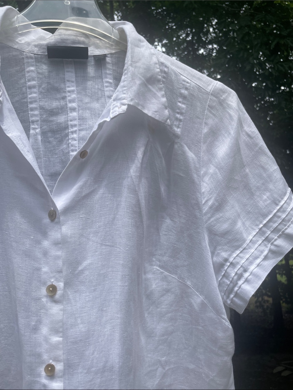 Avenue 18-20 Linen Classic White ShortSleeve Shirt Womens pit to pit 25” Preworn - Picture 3 of 16